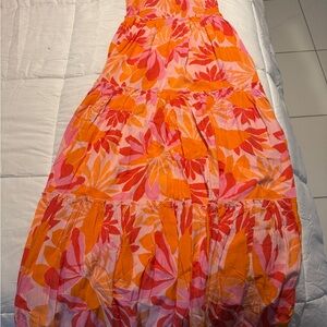 Floral Orange and Pink Maxi Skirt